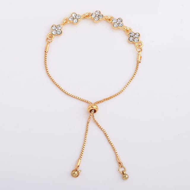 Cross-border new zircon Clover sweet advanced sense of niche bracelet ins wild flowers